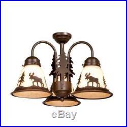 NEW 3 Light Rustic Moose Ceiling Fan Lighting Kit Fixture OR Chandelier, Bronze