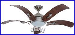 NEW 52 Cassaro Brushed Nickel Cocoa Ceiling Fan Light Kit With Remote Control