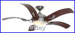 NEW 52 Cassaro Brushed Nickel Cocoa Ceiling Fan Light Kit With Remote Control