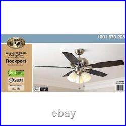 NEW 52 In Indoor LED Brushed Nickel Ceiling Fan With Light Kit Reversible Blades