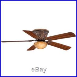 NEW 52 inch Flush Mount Ceiling Fan with Light Kit, Bronze, 5 Blades, Aireryder