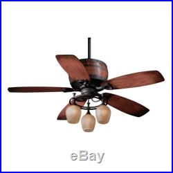 NEW 52 inch Rustic Wine Barrel Ceiling Fan with Light Kit, Oil Burnished Bronze