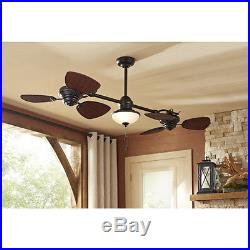 NEW 74-in Downrod Mount Ceiling Fan With Light Kit 6 Blade Indoor Outdoor