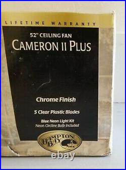 NEW Cameron II Plus Ceiling Fan with Blue Neon Light Retro Man Cave Parlor RARE