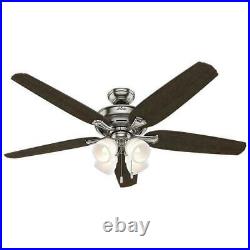 NEW HUNTER Channing 60 In. Led Indoor Brushed Nickel Ceiling Fan With Light Kit