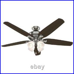 NEW HUNTER Channing 60 in. LED Indoor Brushed Nickel Ceiling Fan with Light Kit