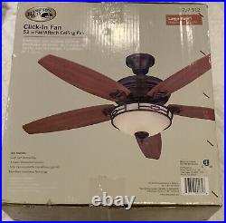 NEW Hampton Bay 52 Oil Rubbed Bronze Click-In Ceiling Fan with Light Kit