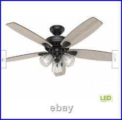 NEW! Highbury II 52 in. LED Indoor Matte Black Ceiling Fan with Light Kit