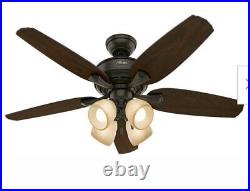 NEW Hunter Channing 52 in LED Indoor New Bronze Ceiling Fan with Light Kit 52079