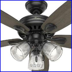 NEW Hunter Highbury II 52 in. LED Indoor Matte Black Ceiling Fan with Light Kit