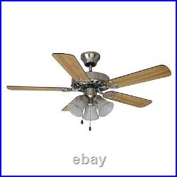NEW Mainstays 42 Ceiling Fan with Light Kit, Satin Nickel 17777