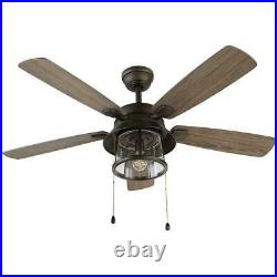 NEW! Shanahan 52 in. LED Indoor/Outdoor Bronze Ceiling Fan with Light Kit