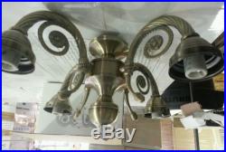 NEW Universal Antique Brass Ceiling Fan 4 Arm Fitter Light Kit Branch Fixture