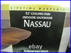 Nassau 52 in Indoor/Outdoor LED Gilded Iron Wet Rated Ceiling Fan Light Kit New