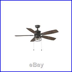 Natural Iron 52 in LED Indoor/Outdoor Ceiling Fan 3-Speed With Light Kit Fixture
