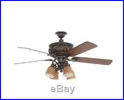 Natural Iron Indoor Ceiling Fan Light Kit Fixture Pitted Blades Lamp Lightning