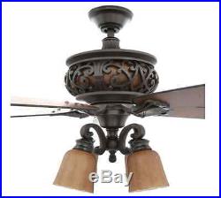 Natural Iron Indoor Ceiling Fan Light Kit Fixture Pitted Blades Lamp Lightning