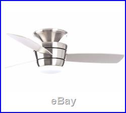 New 3 Blade 44-in Brushed Nickel Indoor Flush Mount Ceiling Fan Light Remote Kit