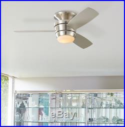 New 3 Blade 44-in Brushed Nickel Indoor Flush Mount Ceiling Fan Light Remote Kit