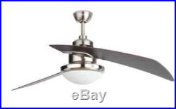 New 48 in Brushed Nickel Ceiling Fan Modern 2-Blades Light Kit Remote Control
