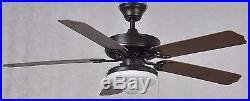 New 52 ORB oil rubbed bronze outdoor ceiling fan with bowl light kit wet rated