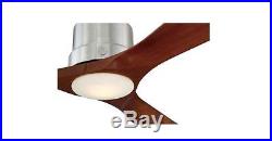 New 54 Modern Brushed Nickel 3 Wood Blade Ceiling Fan Light Kit Remote Control