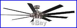 New 72-in Brushed Nickel Downrod Mount Ceiling Fan with Remote and Light Kit