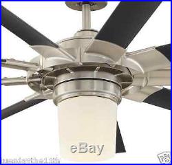 New 72-in Brushed Nickel Downrod Mount Ceiling Fan with Remote and Light Kit