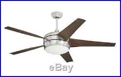 New Brushed Steel 54-Inch Ceiling Fan 5-Blades Glass Light Kit Remote Control