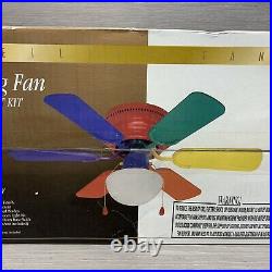 New Home Creations 30 Hugger Ceiling Fan Multi Color Rainbow Blade with Light Kit