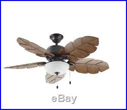 New Home Decorators Palm Cove 52 in Iron Ceiling Fan 5 Blades Glass Light Kit