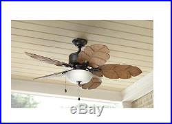 New Home Decorators Palm Cove 52 in Iron Ceiling Fan 5 Blades Glass Light Kit