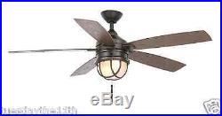 New Outdoor 52 Natural Iron Ceiling Fan with Light Kit and Reversible Blades