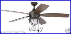 New Outdoor 52 Natural Iron Ceiling Fan with Light Kit and Reversible Blades