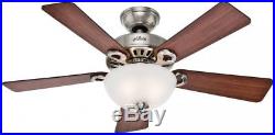 New Ridgefield Bowl 44-In Brushed Nickel Downrod Mount Ceiling Fan Light Kit