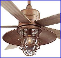 New Rustic Copper Indoor Outdoor Ceiling Fan Light Kit Fixture Reversible Blade