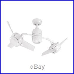 New White Ceiling Fan With Light Kit Indoor Outdoor 48 Inch 6 Blades Downrod Mount