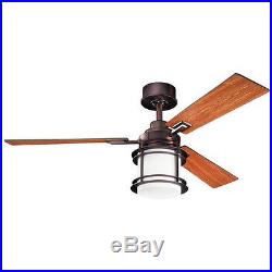 Oil Brushed Bronze 52 Ceiling Fan With Walnut Blades Light Kit And Remote
