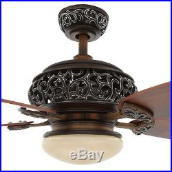Old World 52 Ceiling Fan + Remote Vintage Globe Light Kit Fancy Tuscan Fixture