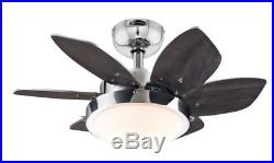 OpenBox Quince 24-Inch Chrome Indoor Ceiling Fan, Light Kit with Opal Frosted