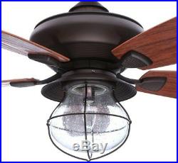 Outdoor Ceiling Fan Light Kit Downrod Wall Control 5-Blades Reversible Motor 52