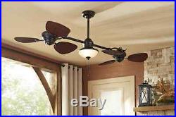 Outdoor/Indoor Damp Rated Dual Ceiling Fan with Light Kit Double Twin Wicker Leaf