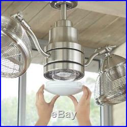 Outdoor Indoor Twin Ceiling Fan Light Kit Industrial Dual Cage Remote Control NE
