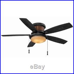 Outdoor Natural Iron Ceiling Fan with Led Light Kit Flush Mount Cottage Style