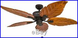 Palm 52-Inch Tropical Ceiling Fan NO LIGHT KIT Five Hand-Carved Wood Blades