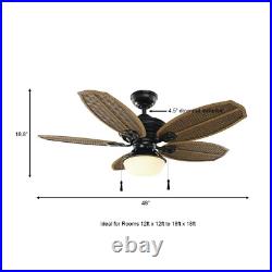 Palm Beach III 48 In. Ceiling Fan With Light Kit Led Indoor/Outdoor Natural Iron