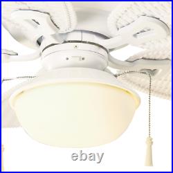 Palm Beach III 48 in. LED Indoor/Outdoor Matte White Ceiling Fan with Light Kit