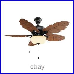 Palm Cove 44 In. Indoor/Outdoor LED Natural Iron Ceiling Fan with Light Kit, Dow