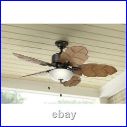 Palm Cove 52 in. LED Indoor/Outdoor Natural Iron Ceiling Fan with Light Kit