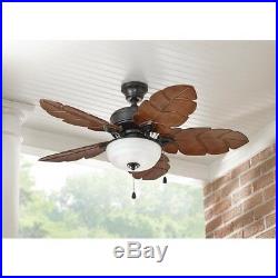 Palm Leaf Blades Tropical Style Indoor Outdoor Ceiling Fan 44-In. Bowl Light Kit